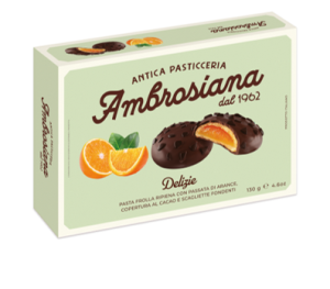 Kruche ciastka DELIZIE pomarańczowe w czekoladzie 130g Ambrosiana